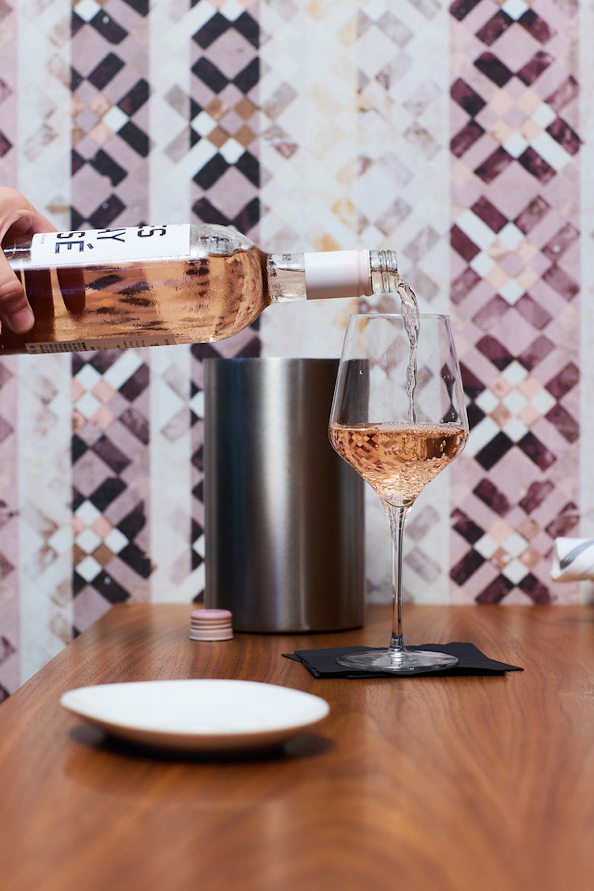 a piece of cake sitting on top of a wooden table